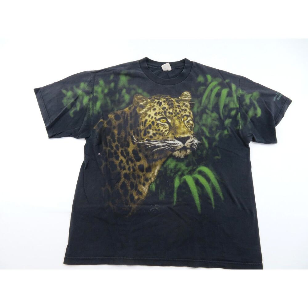 Peter Kull Henry Dorly Zoo Leopard Cougar T-shirt Black sz XL 1990s
